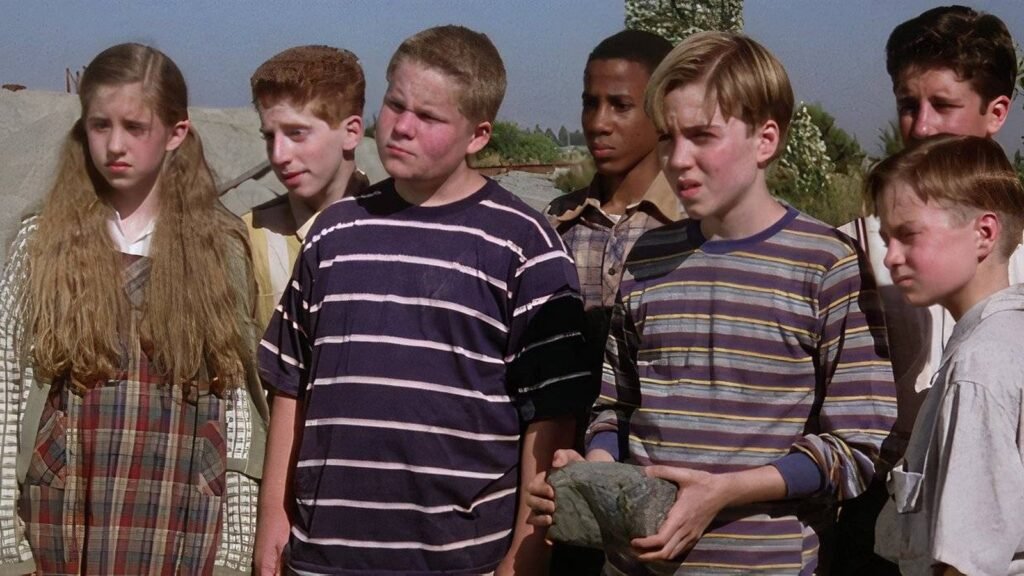 Emily Perkins as young Beverly Marsh (far left) with the young Losers Club in Stephen King's It (1990)