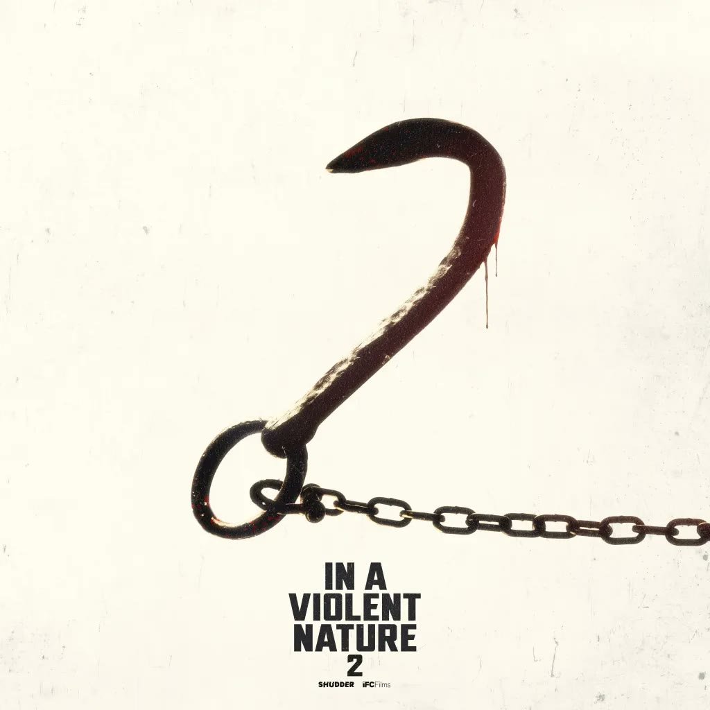 In A Violent Nature: Part 2 announcement poster — a bloodied meat hook bent into the shape of a 2