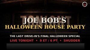 Joe Bob's Halloween House Party — Think Horror designed graphic for The Last Drive-In's final Halloween special on Shudder