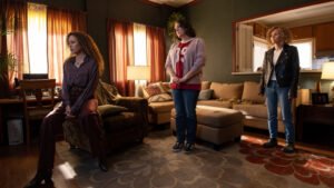 Yellowjackets Season 4 (2026) first-look still — Tawny Cypress, Melanie Lynskey and Christina Ricci; © Paramount+